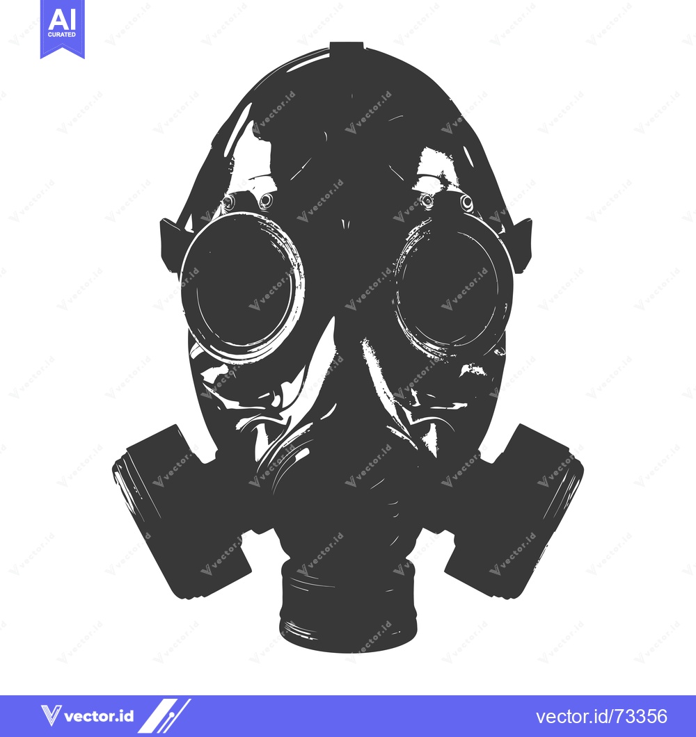 Premium Vector dari A Black and White Illustration of a Gas Mask
