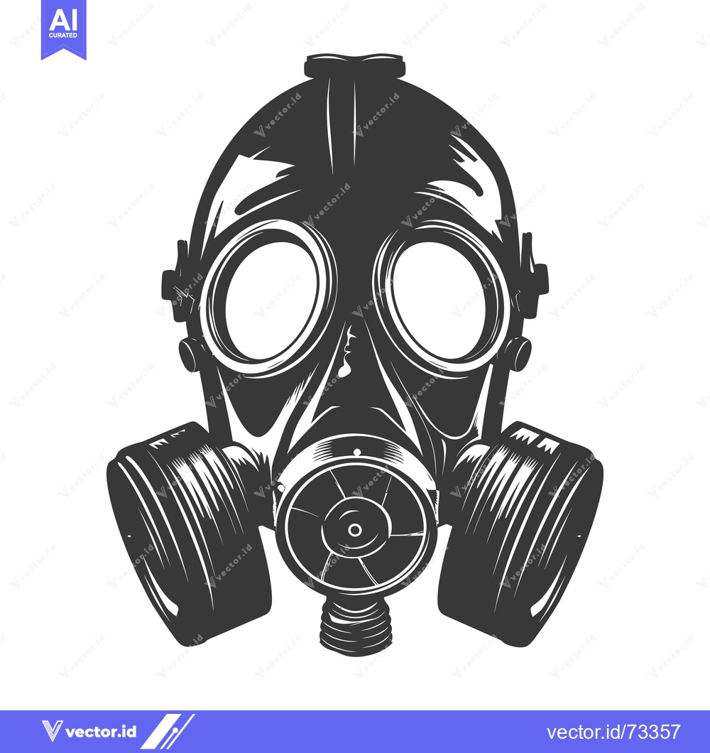 Premium Vector dari Black and White Illustration of a Gas Mask