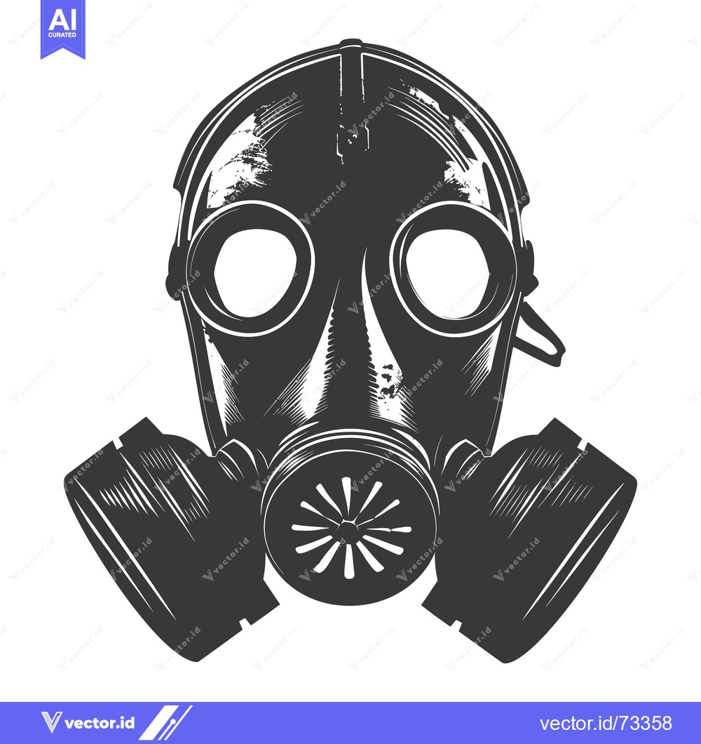 Premium Vector dari Black and White Illustration of a Gas Mask