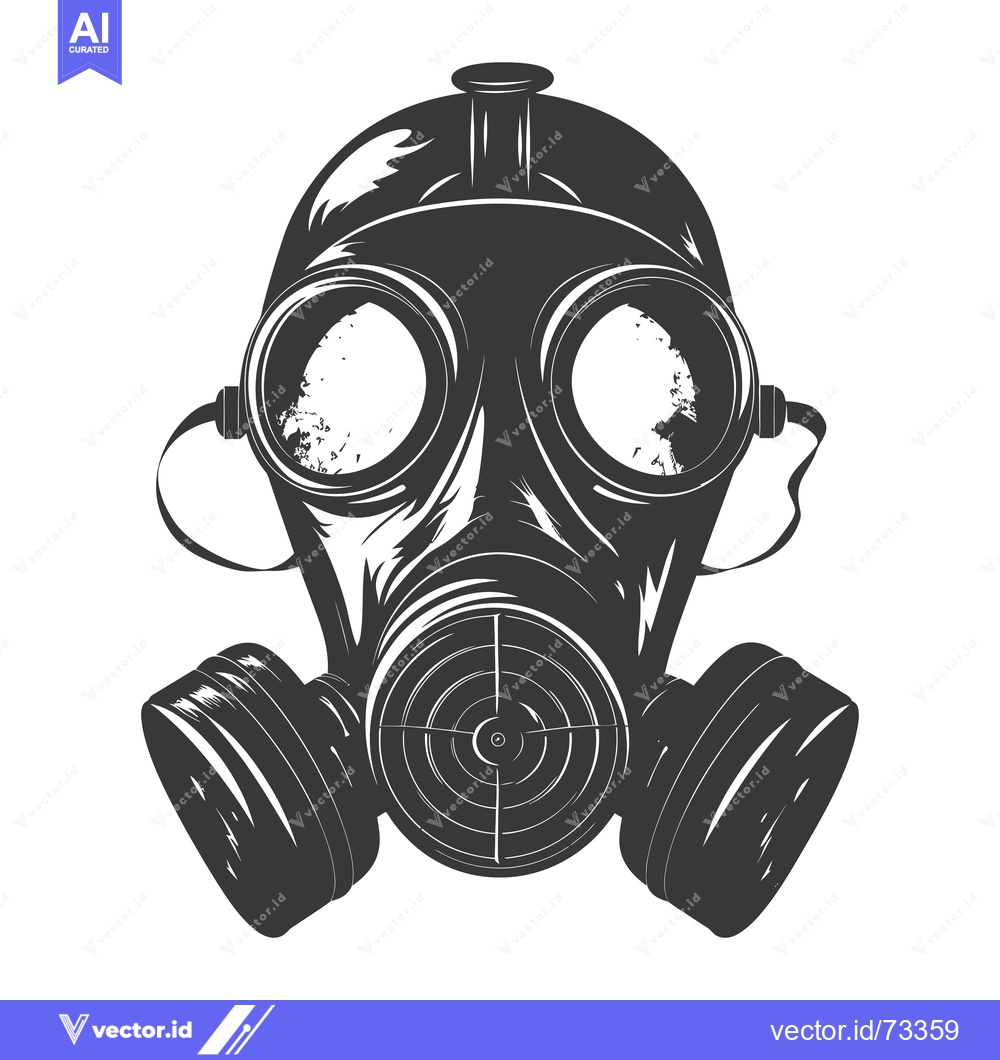 Premium Vector dari A Black and White Illustration of a Gas Mask