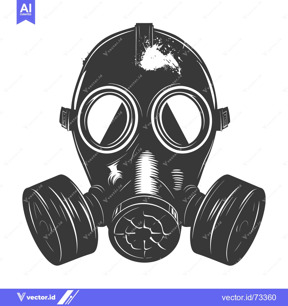 Premium Vector of Black and White Illustration of a Gas Mask