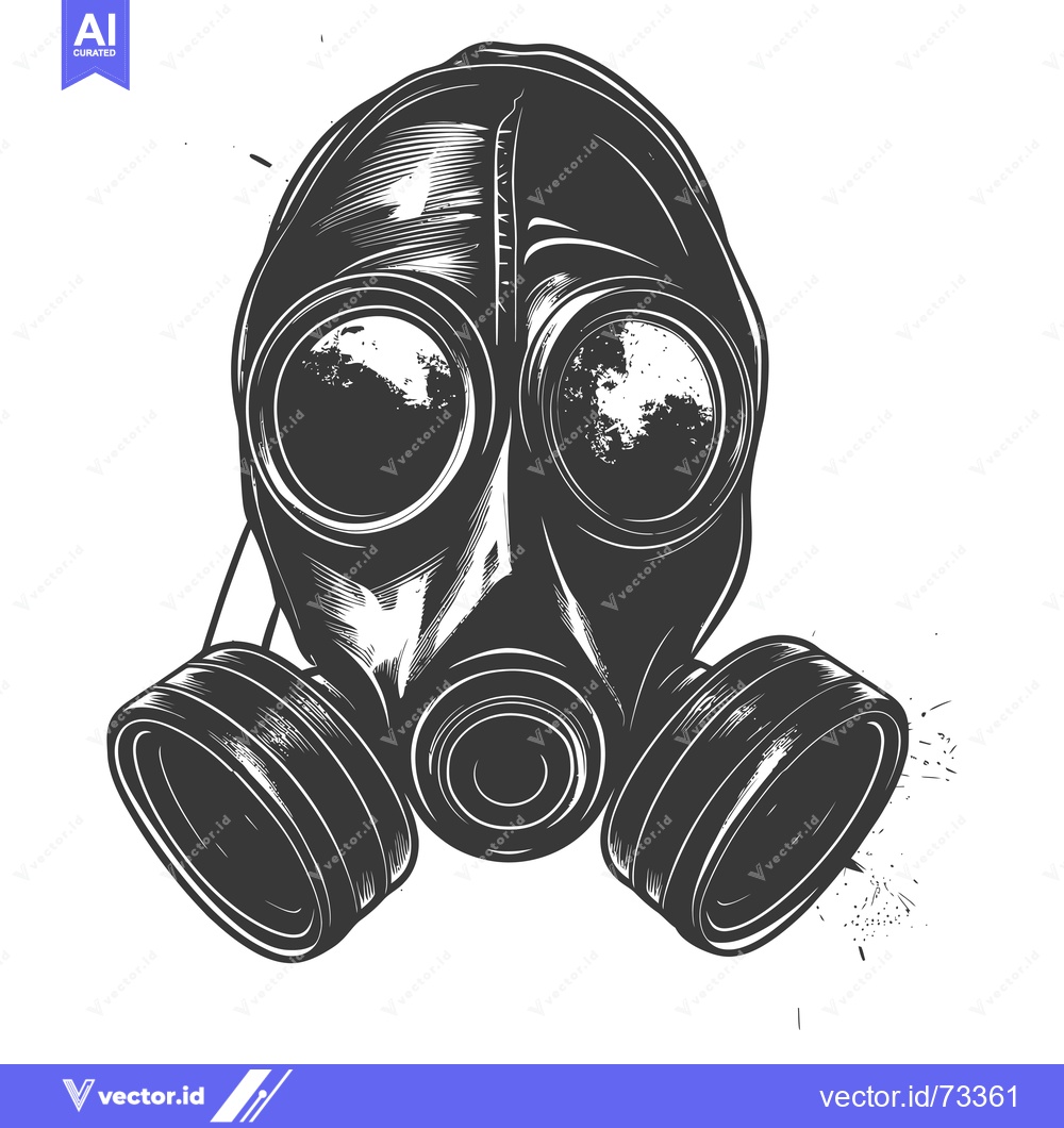 Premium Vector dari Hand-Drawn Illustration of a Black and White Gas Mask