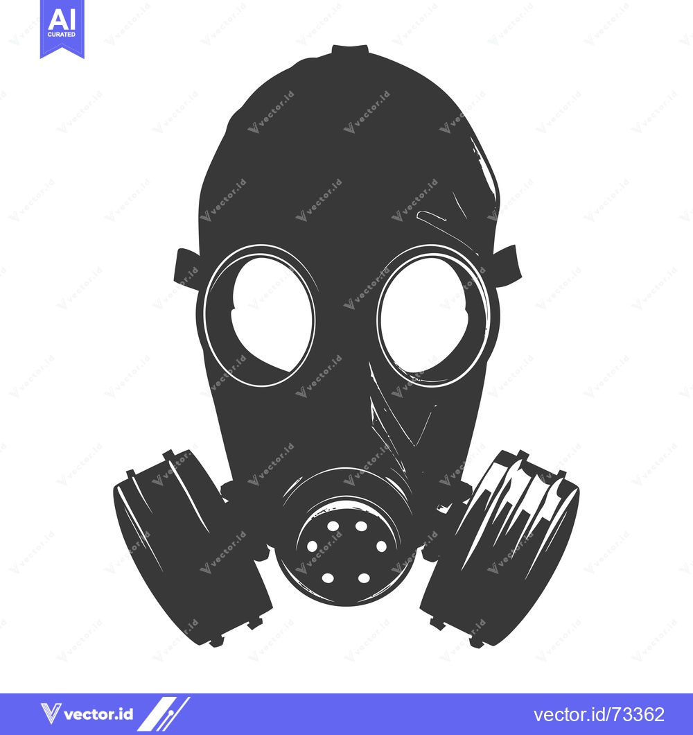 Premium Vector dari A detailed black and white illustration of a gas mask