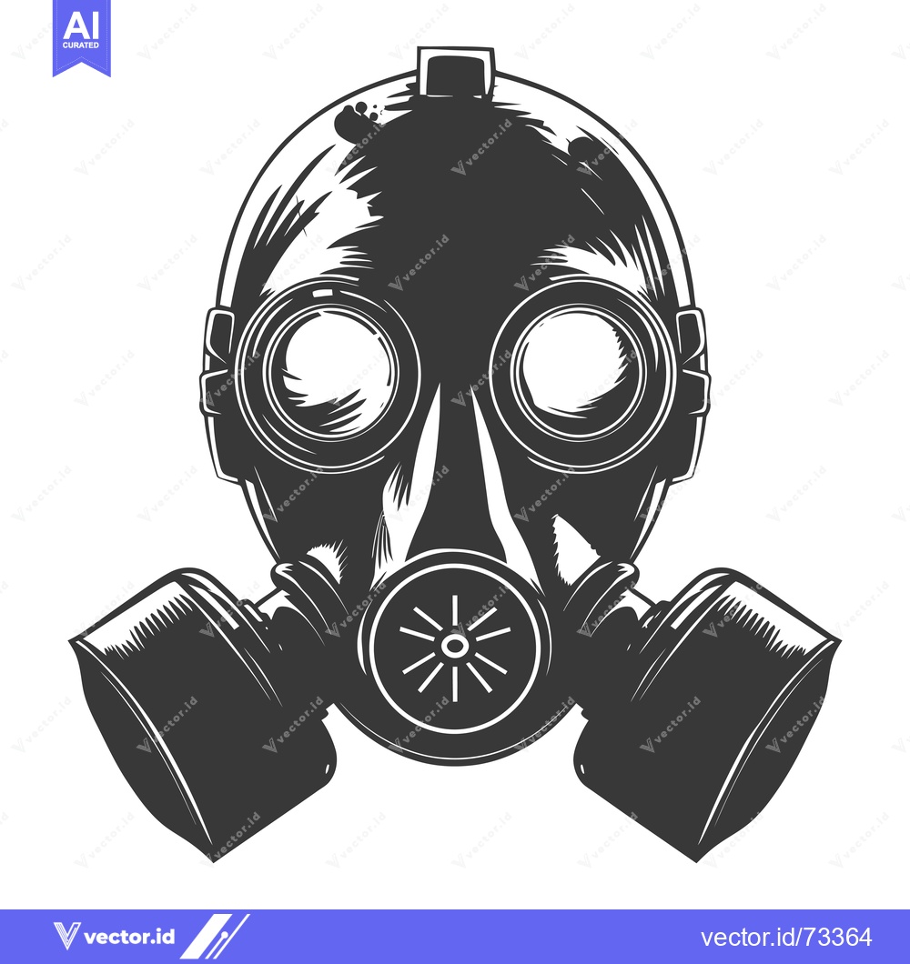 Premium Vector of Vintage Black and White Illustration of a Gas Mask