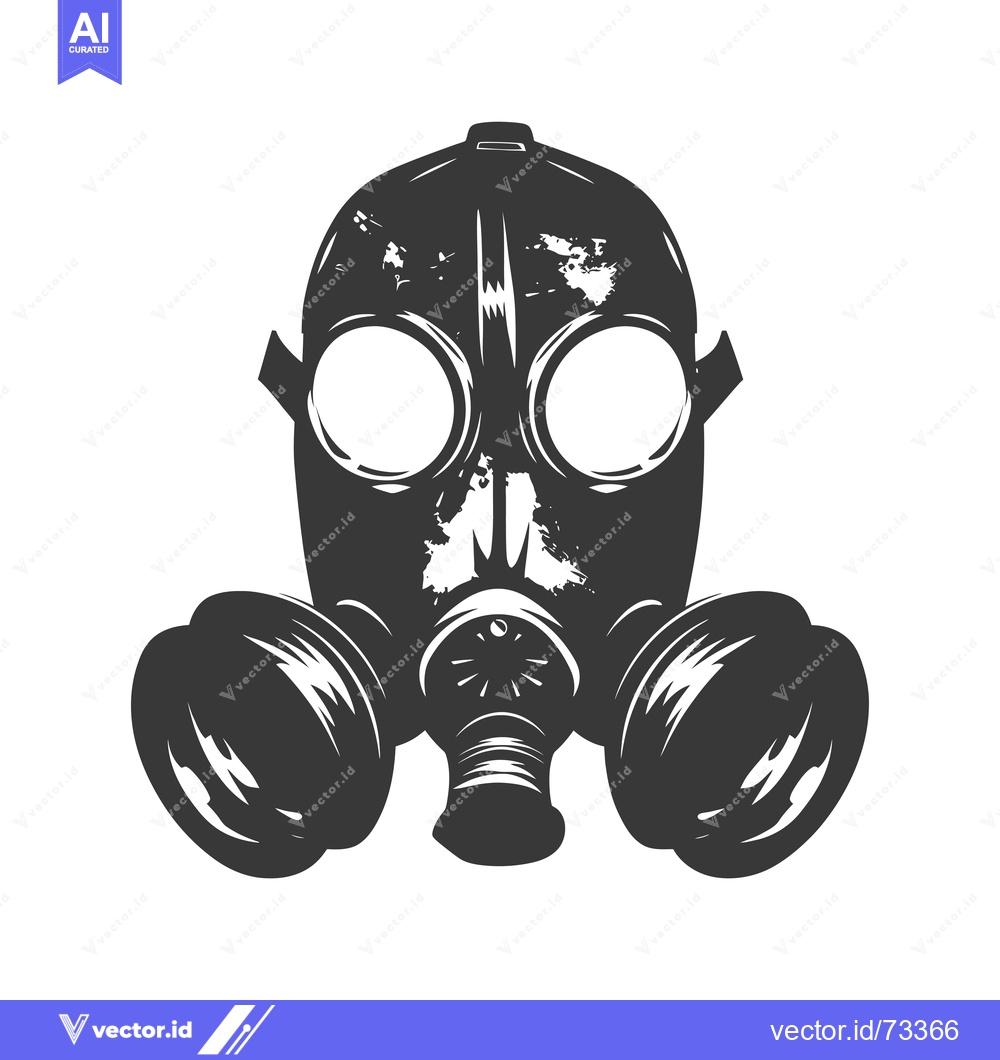 Premium Vector of A Black and White Vintage Gas Mask Illustration
