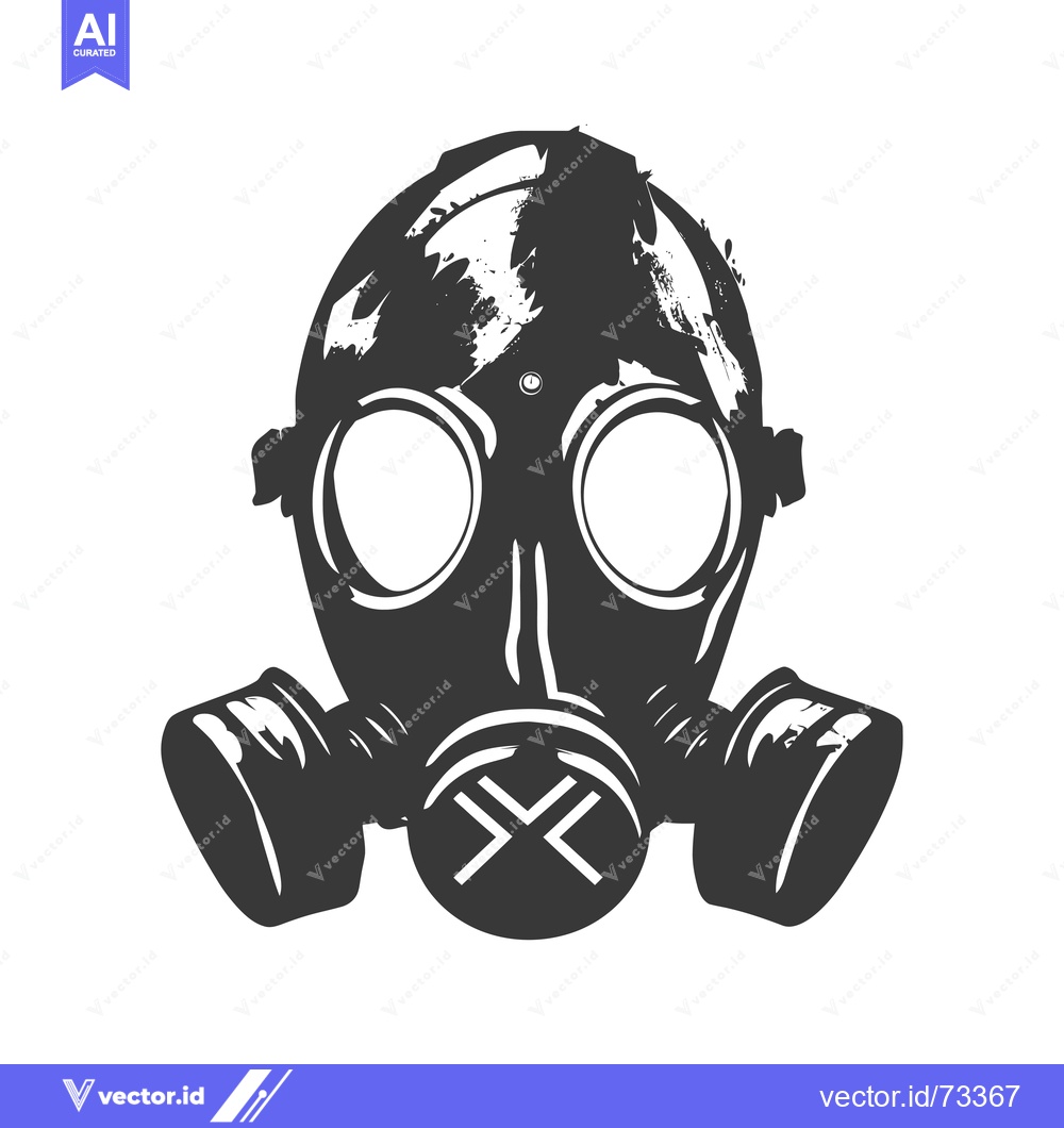 Premium Vector dari Black and White Illustration of a Gas Mask with a Grunge Effect