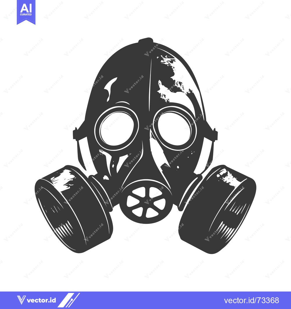 Premium Vector of Black and White Illustration of a Gas Mask