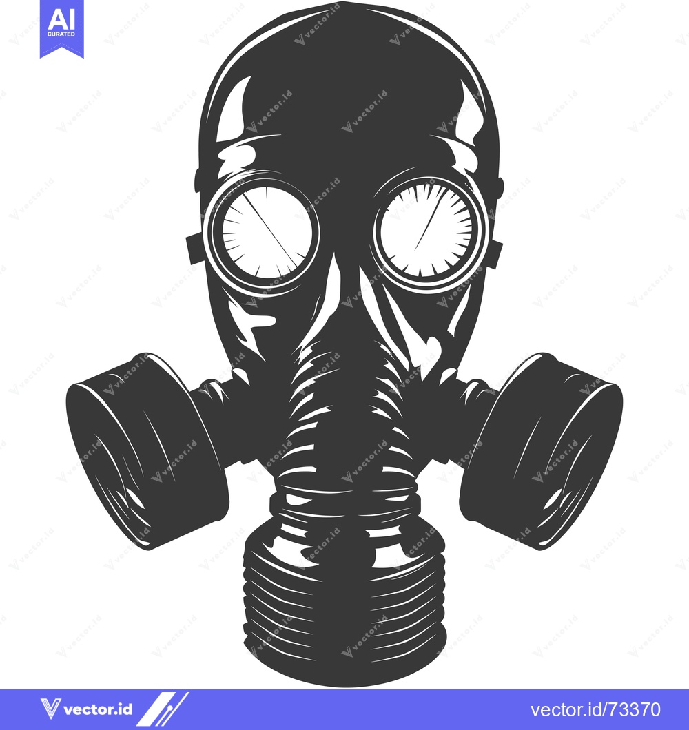 Premium Vector dari Black and White Illustration of a Gas Mask