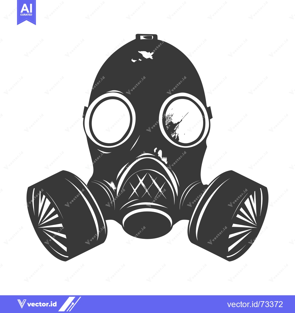 Premium Vector of Black and White Illustration of a Gas Mask