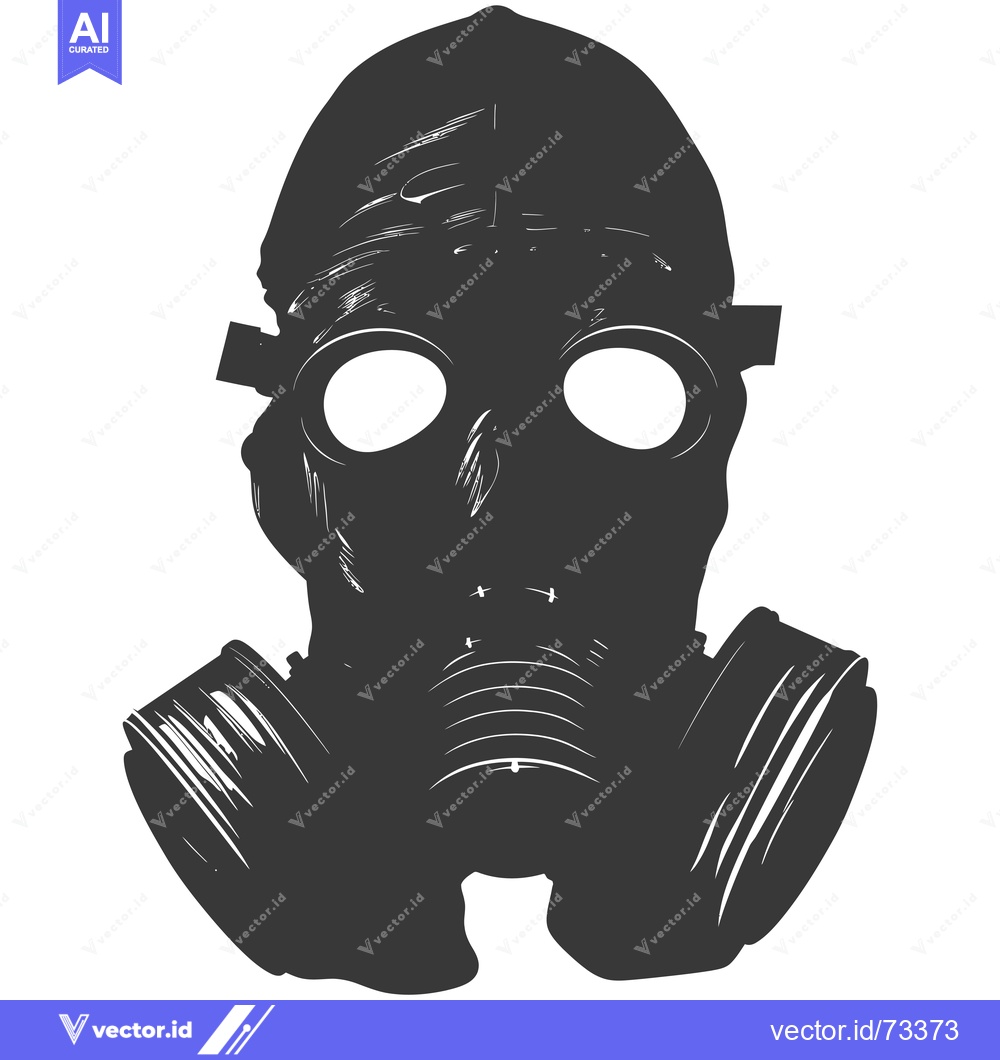 Premium Vector of Black and White Sketch of a Gas Mask