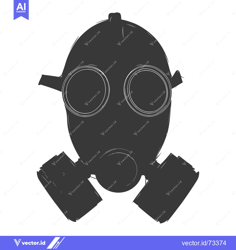 Premium Vector dari A Hand-Drawn Silhouette of a Gas Mask
