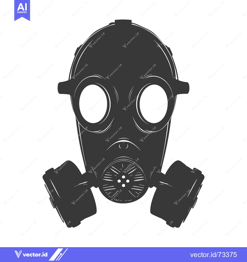 Premium Vector dari A Black and White Silhouette of a Gas Mask