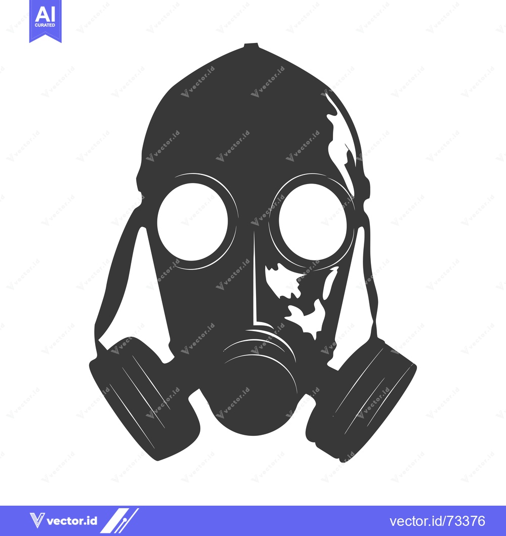 Premium Vector dari A Black and White Silhouette of a Gas Mask