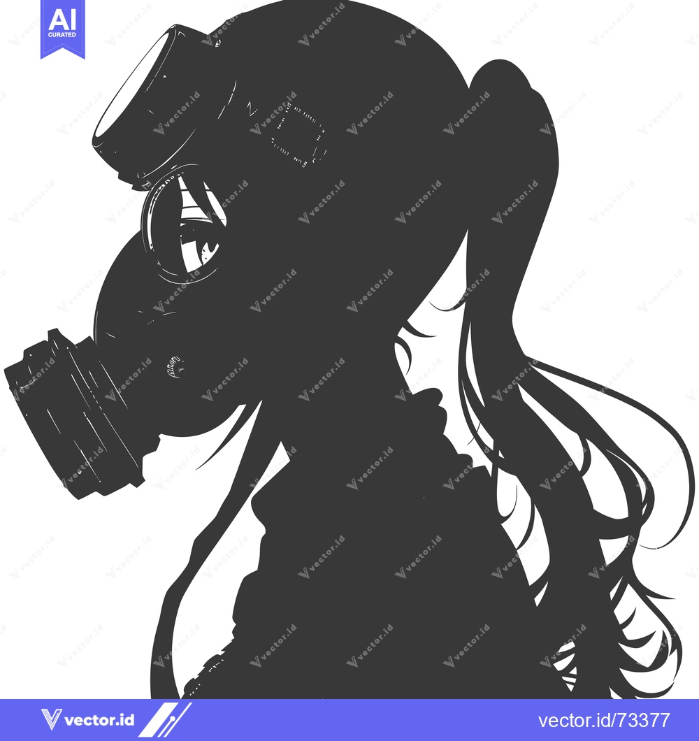 Premium Vector dari Silhouette of a Woman Wearing a Gas Mask