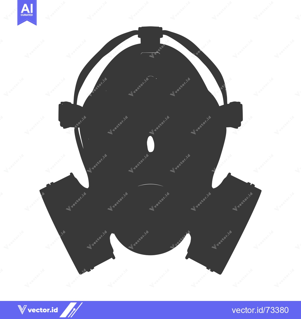 Premium Vector of Black and White Silhouette of a Gas Mask