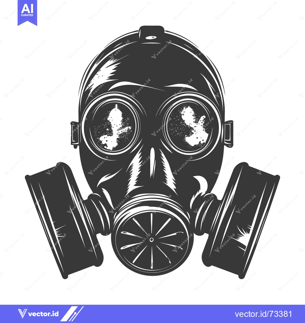 Premium Vector of A Black and White Illustration of a Gas Mask