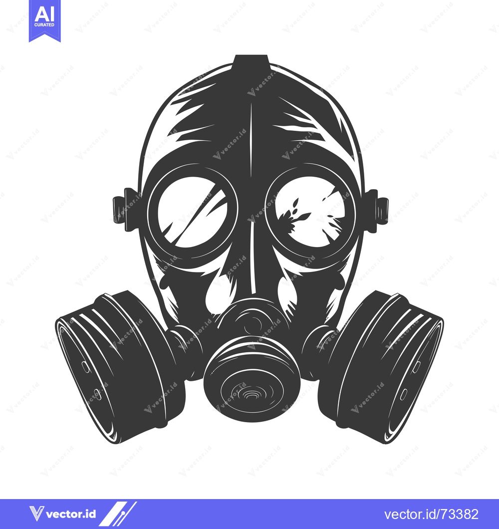 Premium Vector of Vintage Illustration of a Gas Mask with Filters