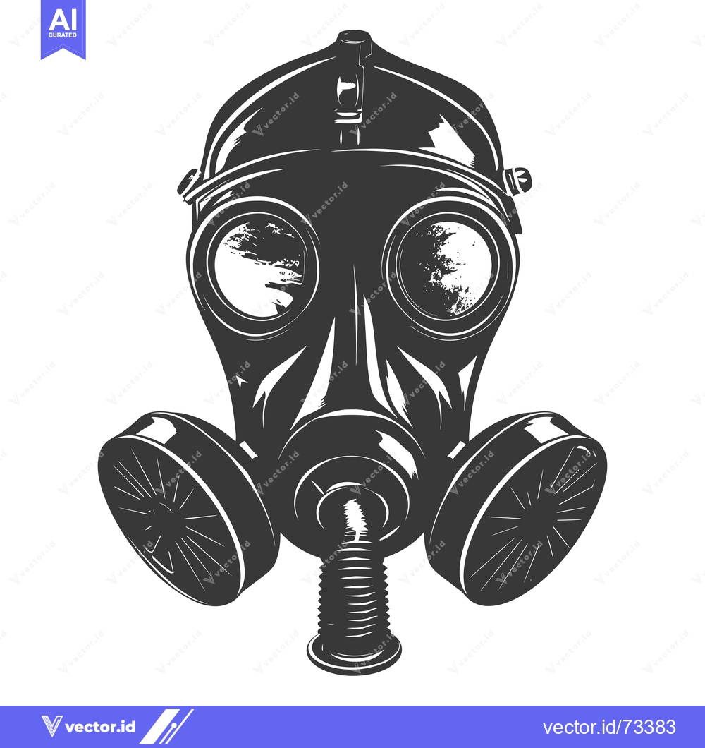 Premium Vector of A Black and White Illustration of a Gas Mask