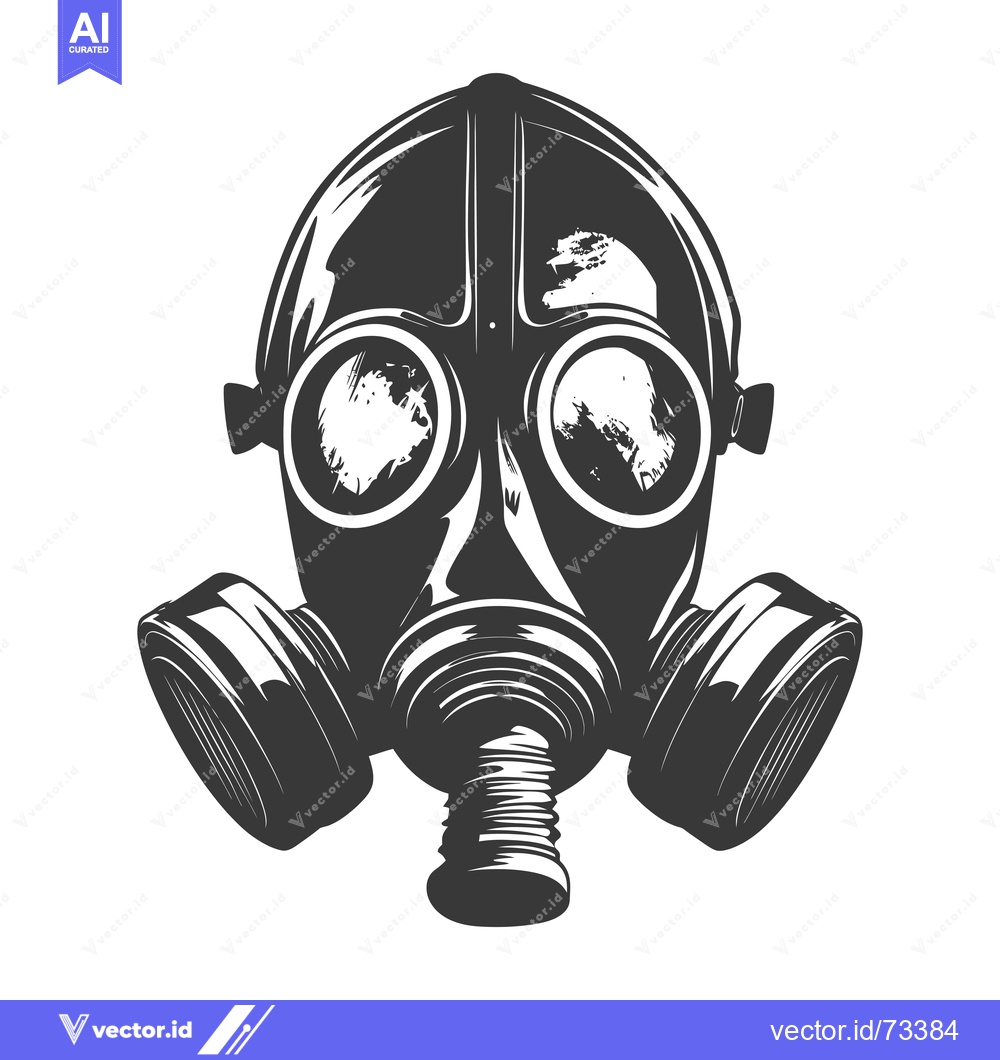Premium Vector dari Black and White Illustration of a Gas Mask