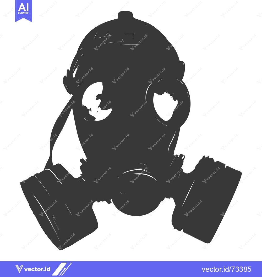 Premium Vector dari Black and White Silhouette of a Gas Mask