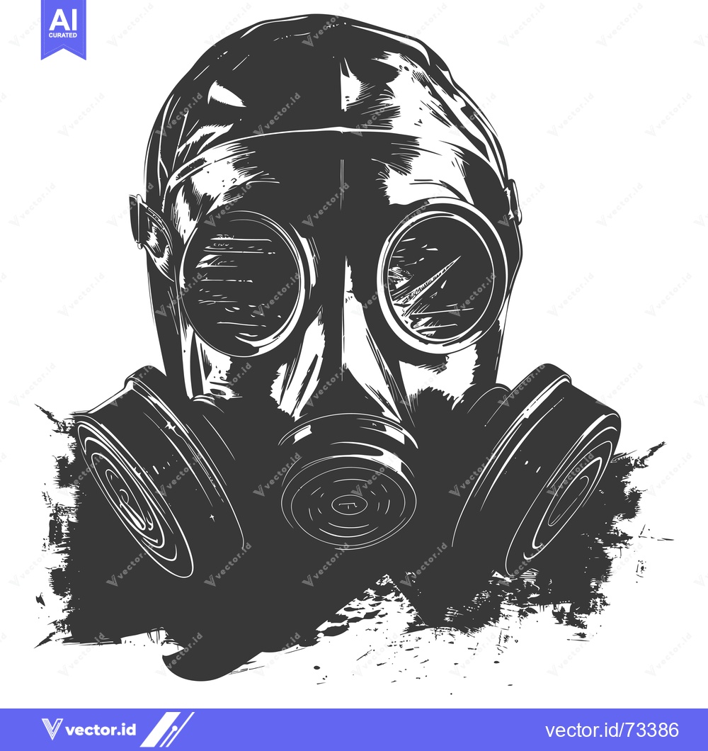 Premium Vector dari A Black and White Illustration of a Gas Mask on a White Background