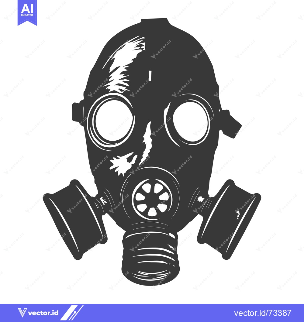 Premium Vector of Black and White Illustration of a Gas Mask