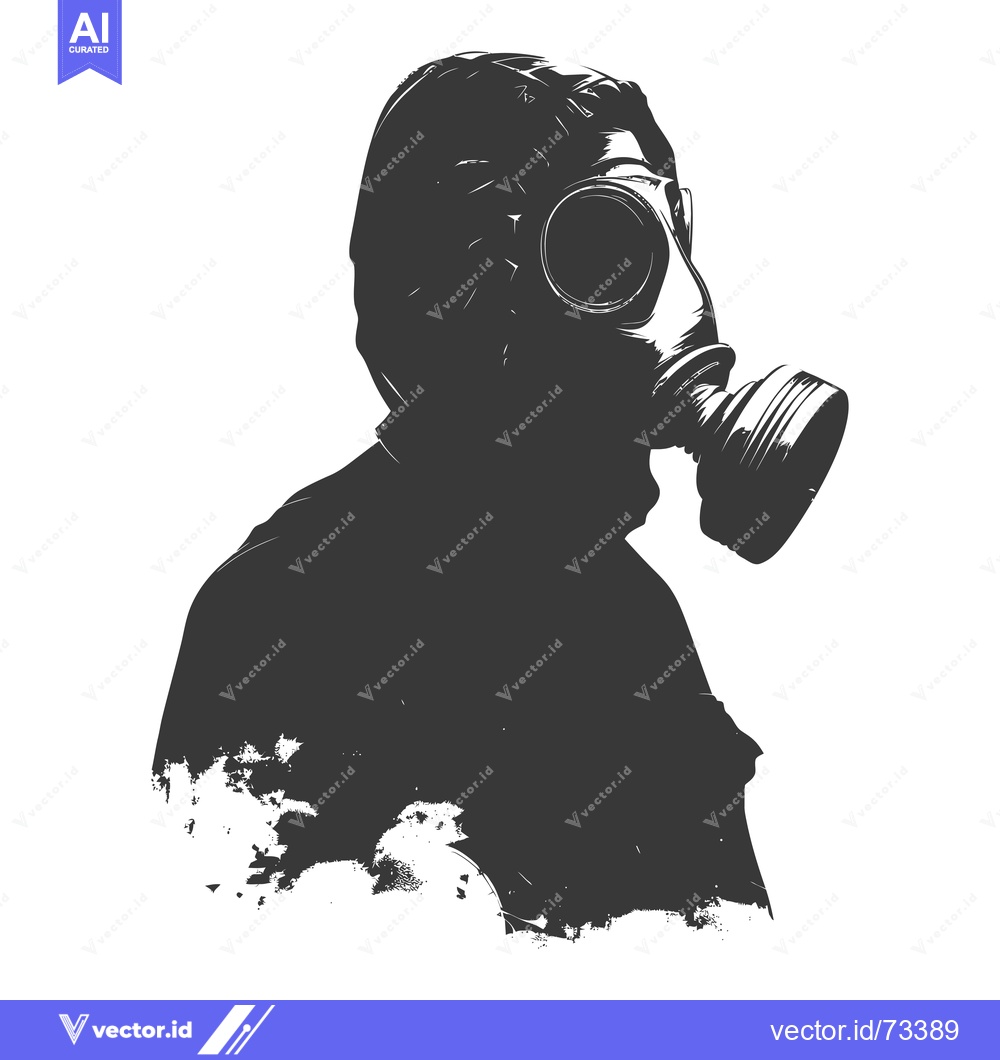 Premium Vector of Silhouette of a Person Wearing a Gas Mask