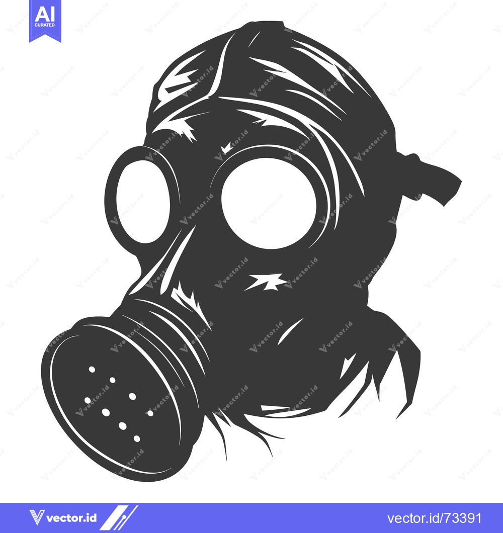 Premium Vector dari A vintage gas mask silhouette with a round filter and eye pieces