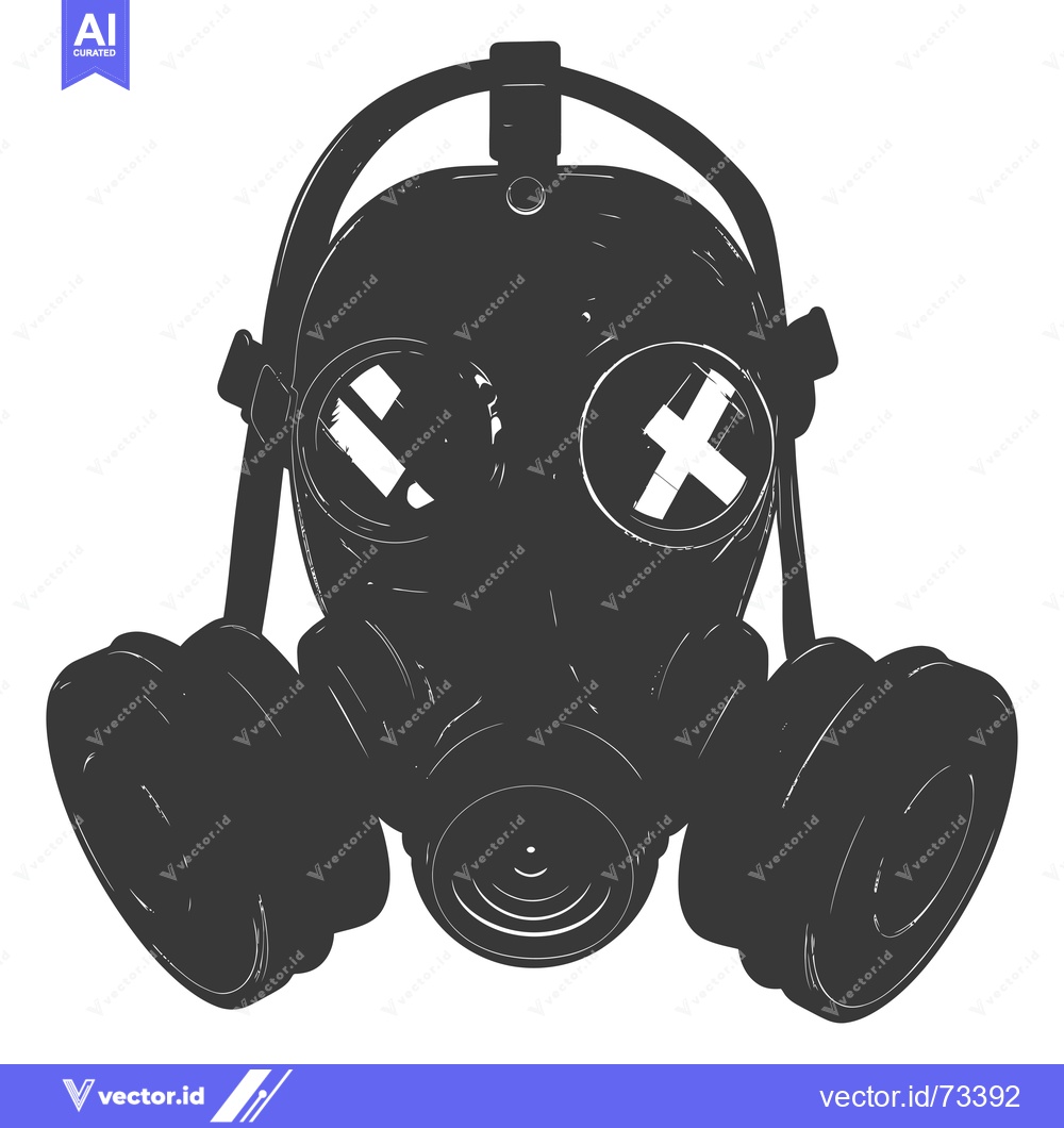 Premium Vector dari A Black and White Sketch of a Gas Mask with X and I in the Eyepieces