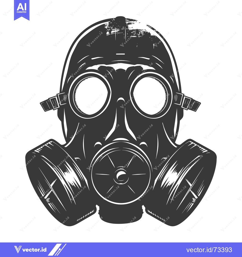 Premium Vector of Black and White Vintage Gas Mask with Detailed Design