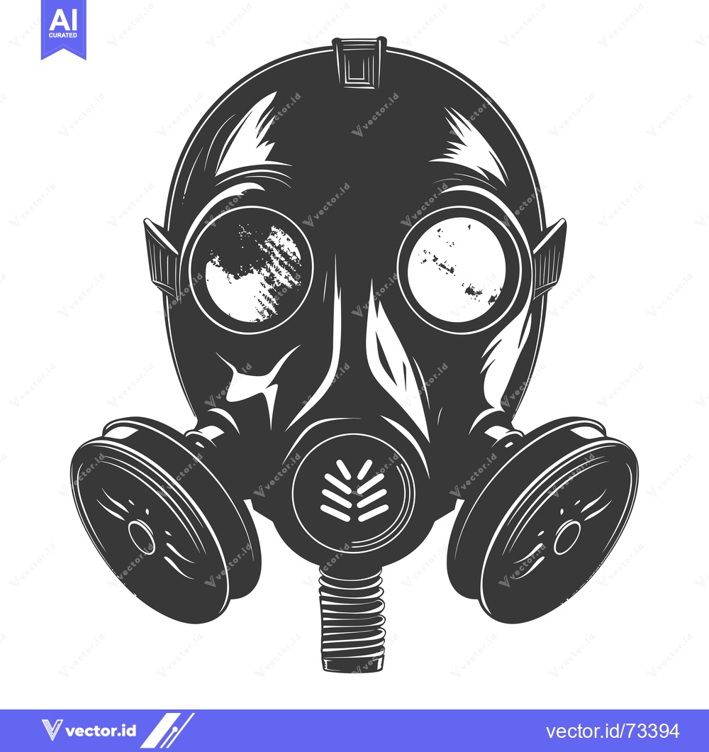 Premium Vector of Black and White Illustration of a Gas Mask