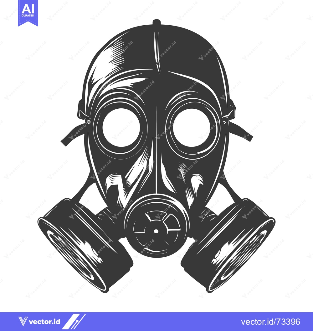 Premium Vector dari Black and White Illustration of a Gas Mask