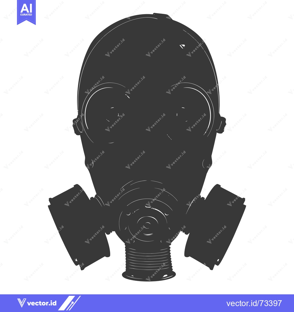 Premium Vector of A black and white silhouette of a gas mask with a focus on the front o