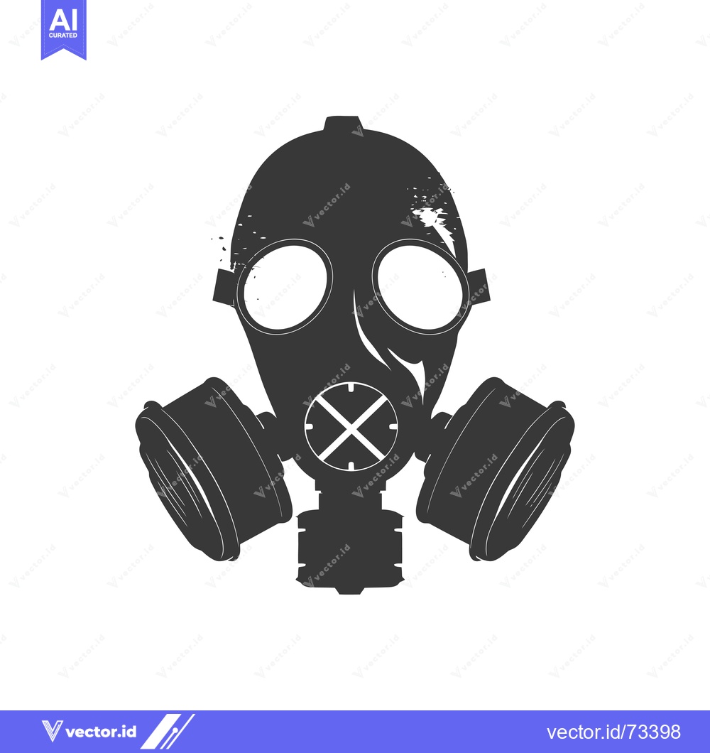 Premium Vector of Black and White Silhouette of a Gas Mask with a Distressed Texture