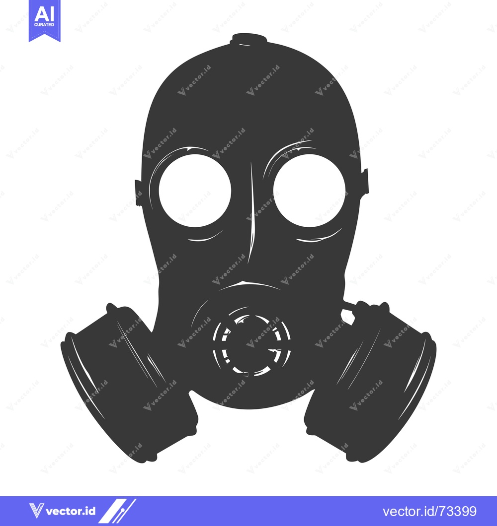 Premium Vector dari A Silhouette of a Gas Mask with Two Filter Canisters