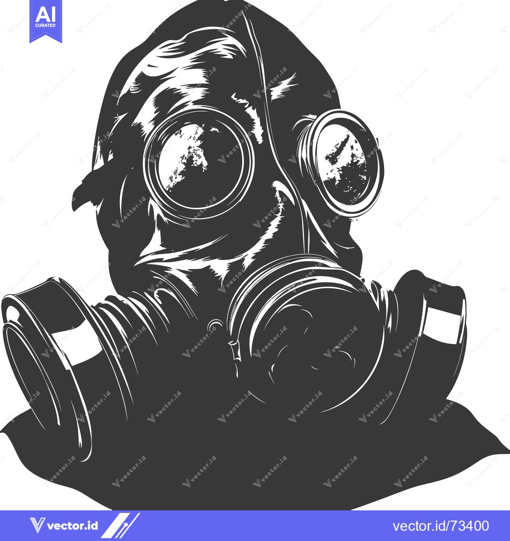 Premium Vector of Black and white illustration of a gas mask