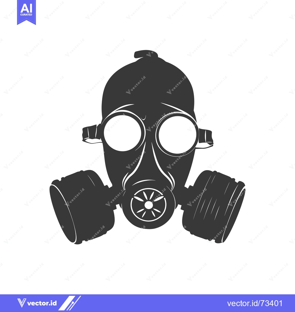 Premium Vector of Black and White Silhouette of a Gas Mask