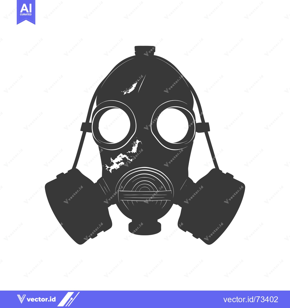 Premium Vector dari Black and White Silhouette of a Gas Mask with Scratches