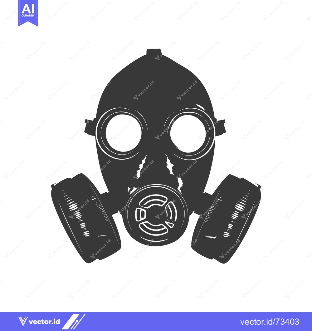 Premium Vector of Black and White Illustration of a Gas Mask