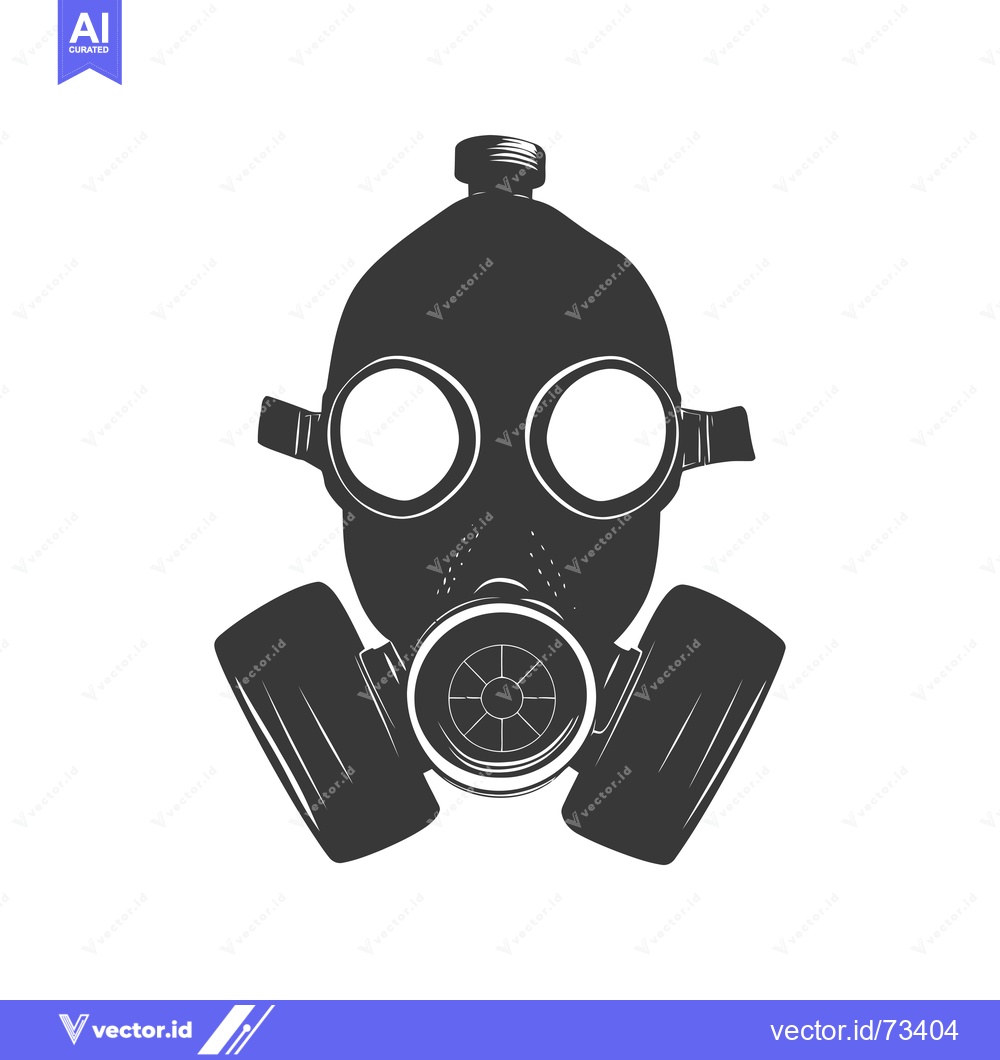Premium Vector dari Black and White Silhouette of a Gas Mask