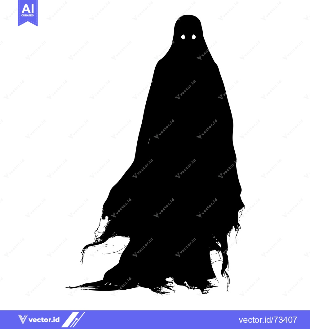 Premium Vector dari Silhouette of a Ghost with Two White Eyes