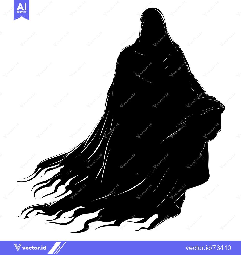 Premium Vector of Silhouette of a Person in a Flowing Hooded Robe