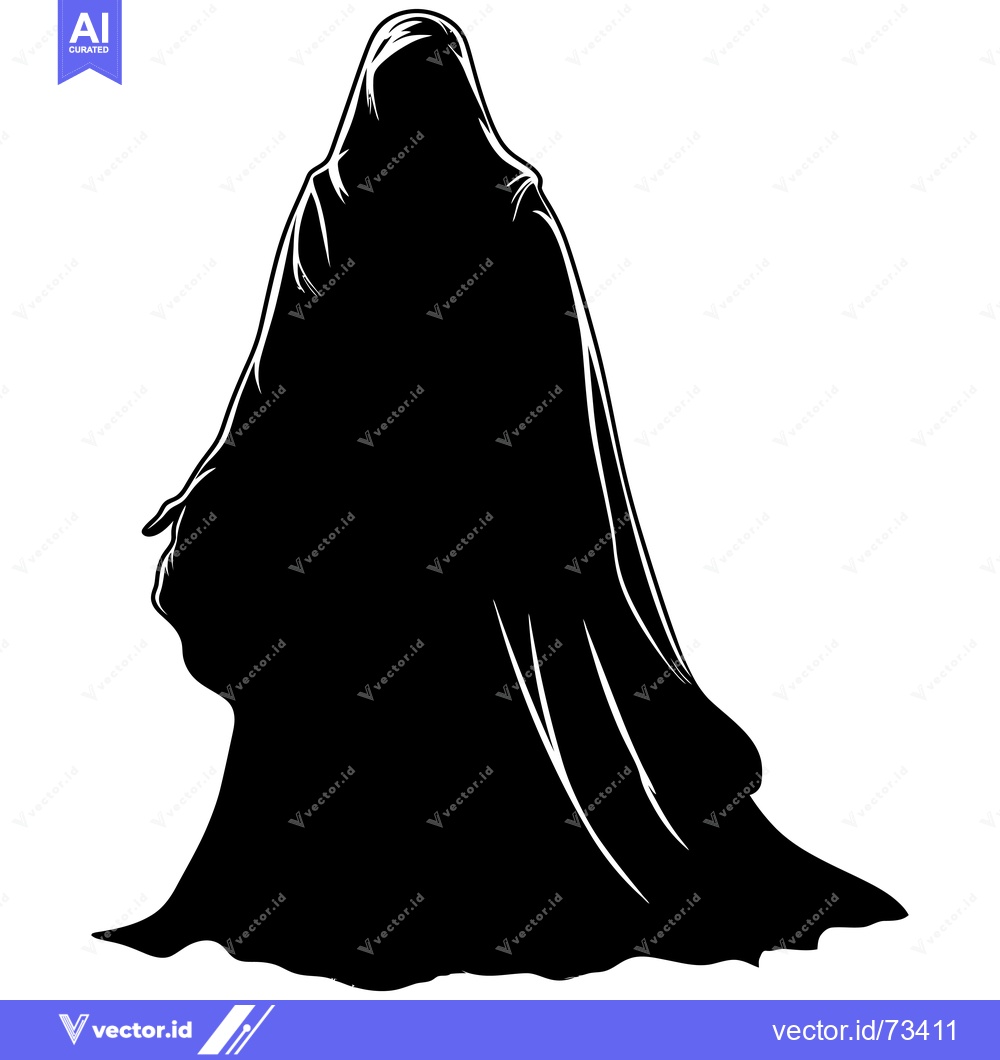 Premium Vector dari Silhouette of a Person in a Long Hooded Robe