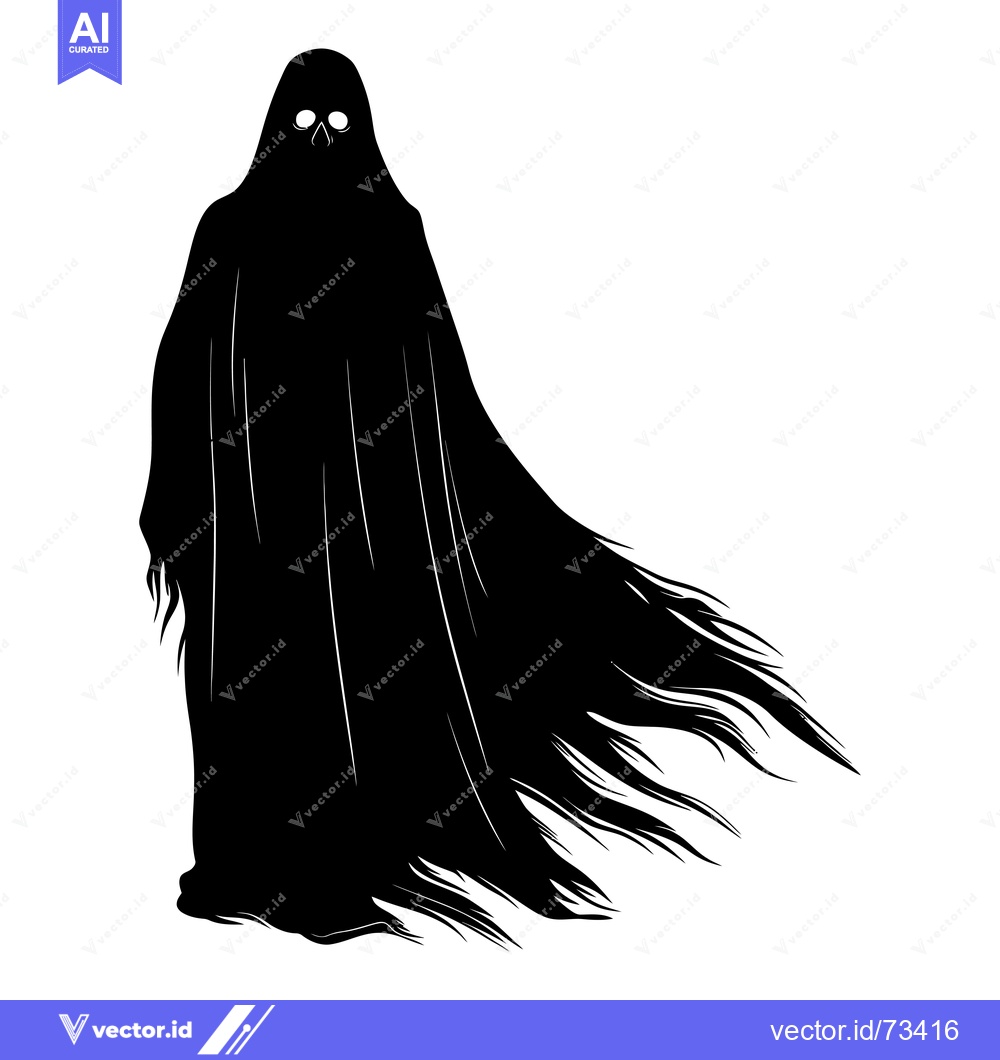 Premium Vector dari Black and White Silhouette of a Ghostly Figure