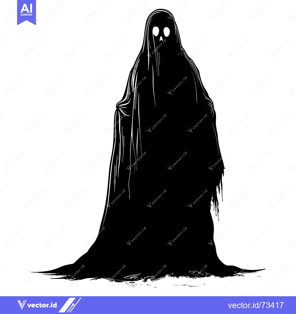 Premium Vector dari A Black And White Illustration Of A Ghost In A Sheet