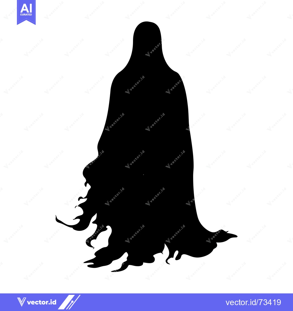 Premium Vector dari Black Silhouette of a Ghost with Flowing Robe