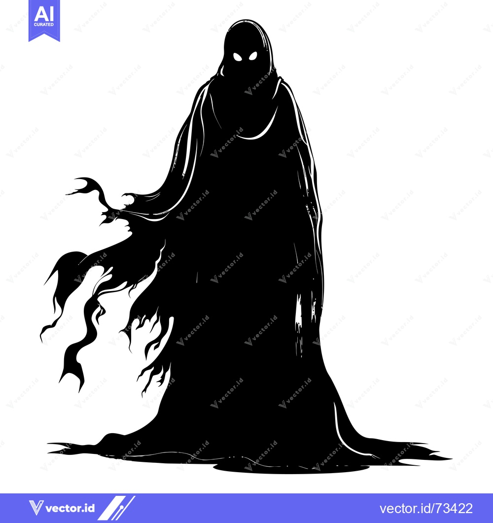Premium Vector dari Silhouette of a Ghostly Figure in a Flowing Robe
