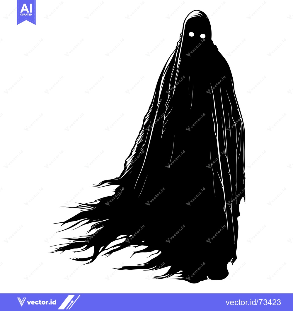 Premium Vector dari Silhouette of a Ghostly Figure with Glowing Eyes