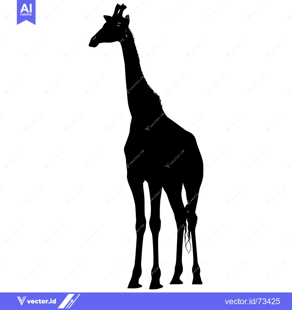Premium Vector of Black Silhouette of a Standing Giraffe