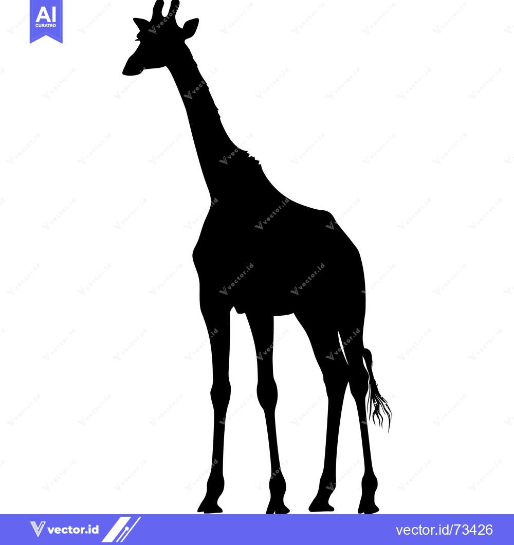 Premium Vector dari Black Silhouette of a Giraffe Standing on a White Background